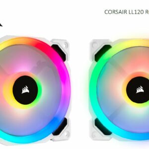 The CORSAIR LL120 RGB LED 120mm PWM White Smart Fan combines excellent airflow and high static pressure in a striking white housing. 16 brilliant