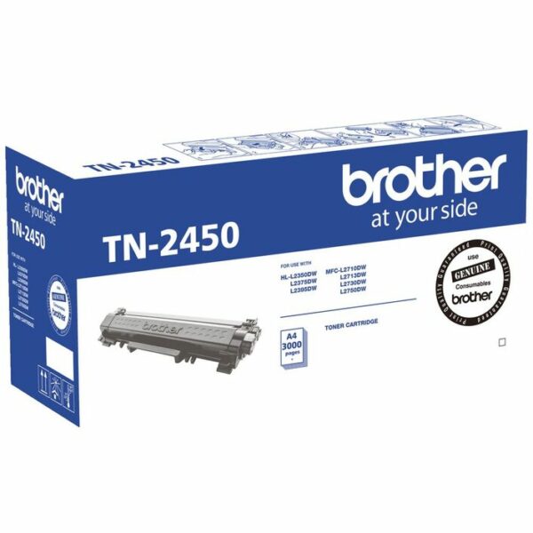 This Brother TN2450 Toner Cartridge has an estimated page yield of 3