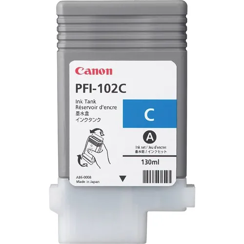 CanonPFI-102C CYAN INK TANK 130ML FOR IMAGEPROGRAF IPF500 IPF600 IPF650 IPF700Large Format InkJet Cartridges