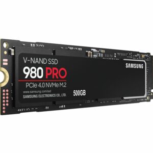 Samsung 980 Pro 500GB NVMe SSD 6900MB/s 5000MB/s 1000K/1000K IOPS 300TBW 1.5M Hrs MTBF M.2 2280 PCIe 4.0 Gen4 3-bit MLC V-NAND 5yrs Wty