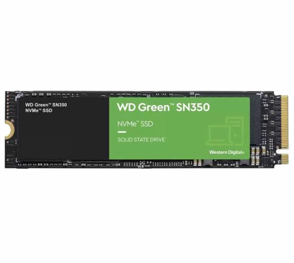 Western Digital WD Green SN350 480GB NVMe SSD 2400MB/s 1650MB/s R/W 60TBW 250K/170K IOPS M.2 2280 PCIe Gen 3 1M hrs MTTF 3yrs wty