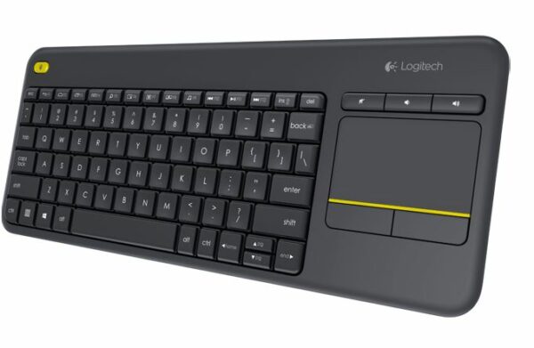 Logitech K400 Plus Wireless Keyboard with Touchpad  Entertainment Media Keys Tiny USB Unifying receiver for HTPC connected TVs