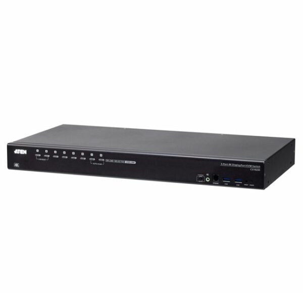 The ATEN CS19208 8-Port USB 3.0 4K DisplayPort KVM Switch can effectively access and control up to 8 DisplayPort computers from a single USB keyboard