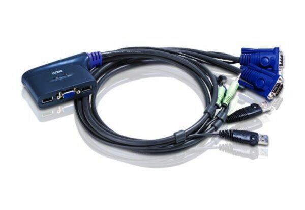 Aten Compact KVM Switch 2 Port Single Display VGA w/ audio