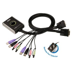Aten Compact KVM Switch 2 Port Single Display DVI w/ audio