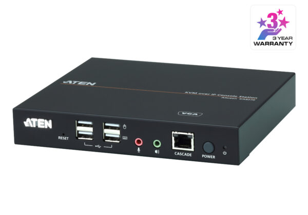 The KVM over IP Console Station KA8270 is a standalone console that replaces PC or NB