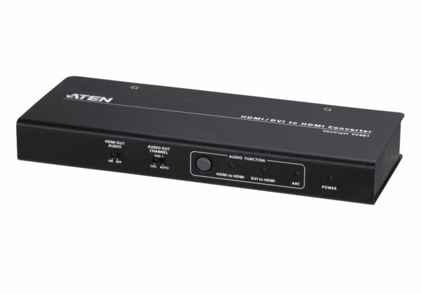 ATEN VC881 is a high-quality HDMI/DVI to HDMI converter with audio de-embedding function. Input a DVI signal and it converts the signal to HDMI signal or input an HDMI signal and it extracts the HDMI audio signal. Advanced video support provides a better-defined connection with video resolutions up to 4K and complies with HDCP 1.4.
