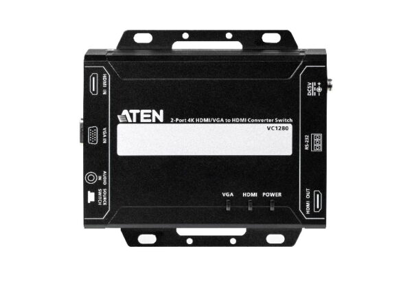 The ATEN VC1280 is a user-friendly device that simply connects HDMI and VGA sources to one HDMI display or projector. Apart from being compliant with HDCP 1.4