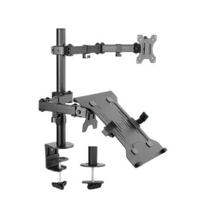 Brateck Economical Double Joint Articulating Steel Monitor Arm with Laptop Holder Fit Most 13"-32" Monitors