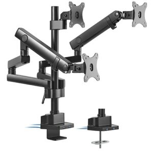 No more crawling under desks on your hands and knees! LUMI’s LDT20-C036UP Tripod Monitors Aluminum Slim Pole Held Mechanical Spring Monitor Arm comes with Top Fix fitting