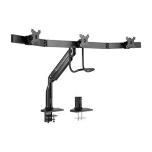 Triple VESA plates make the LDT43-C031 the ideal solution for multi-monitor users. Capable of firmly holding up to three monitors from 17" to 32" and up to 6.5kg/14lbs (per screen). Easily raise or lower all monitors simultaneously via a conveniently located center handle. The arm also provides a wide range of movement including tilt