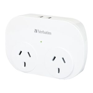 Verbatim Dual USB Surge Protected with Double Adaptor - White 2x USB Charger Outlet