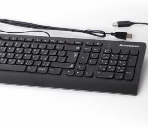 Lenovo Essential Wired Keyboard and Mouse Combo Full Keyboard Multimedia HotKey Height Adjustable Keyboard Wired Mouse Optical 1000DPI