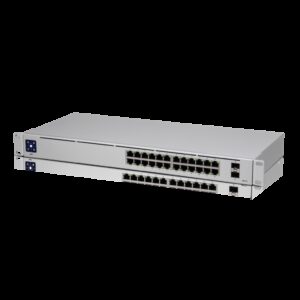 The USW-24 is a configurable Layer 2 switch with 24 Gigabit Ethernet ports and 2 SFP ports. The SFP ports provide 1 Gbps fiber uplink options to your enterprise network. The USW-24 features a 1.3" touchscreen