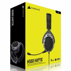 The CORSAIR HS60 HAPTIC Gaming Headset delivers deep haptic bass powered by groundbreaking Taction Technology®. Enjoy comfort and quality with memory foam ear pads and custom-tuned 50mm neodymium audio drivers