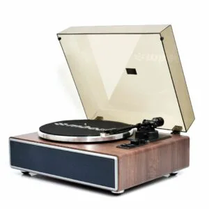 (LS)mbeat® Hi-Fi Turntable with Bluetooth Speaker adjustable counterweight Turntable Speed: 331/3 & 45 RPM Weight: 5.75kg – MBEAT SPMB-PT-38 External Speakers Product Image