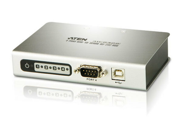 The ATEN USB-to-Serial RS-232 Hub provides an external plug-and-play RS-232 serial connection for computers