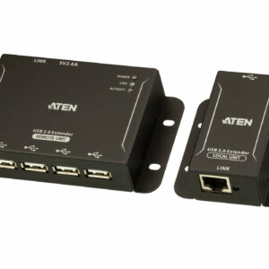 The UCE3250 4-port USB 2.0 Cat 5 Extender is a two-unit device that serves as a USB hub and a USB extender. The UCE3250 unit can connect as many as 4 USB peripherals from up to 50 meters away from your computer over a Cat 5 / 5e / 6 Ethernet cable.