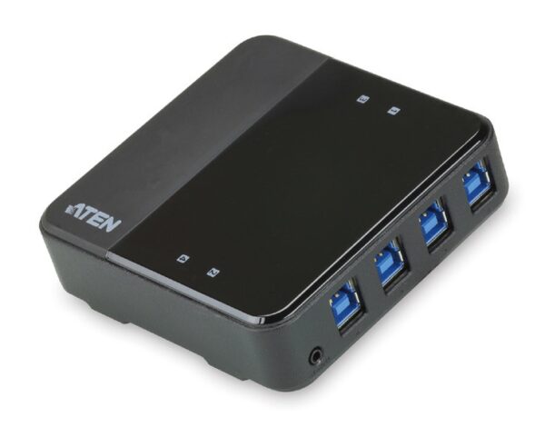 ATEN US434 is a 4-port USB 3.0 peripheral sharing device that allows users to share four USB devices between 4 different computers. US434 is USB 3.0 compliant