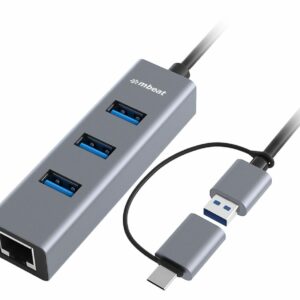 mbeat®  3-Port USB 3.0 Hub  Gigabit LAN with 2-in-1 USB 3.0  USB-C Converter - Space Grey