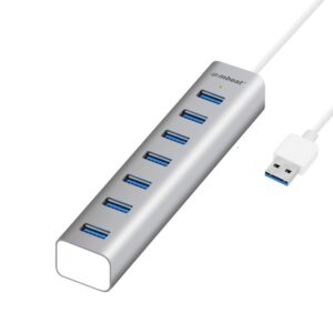 The mbeat® 7-Port USB 3.0 Aluminium Slim Hub gives you additional 7 USB 3.0 ports to a computer from a single USB 3.0 host connection. The hub is designed in aluminium housing