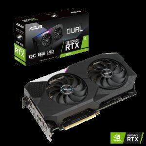 ASUS GeForce RTX™️ 3070 OC Edition 8GB GDDR6 with two powerful Axial-tech fans for AAA gaming performance and ray tracing.