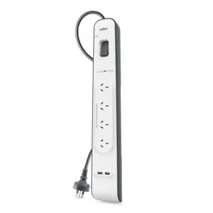 Belkin SurgePlus 4-Outlet Surge Protector With Dual USB Port 2.4 Amp-White(BSV401au2M)