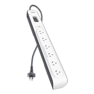 Belkin 6 - Oulet Surge Protection Strip with 2M Power Cord - White/Grey (‎BSV603au2M)