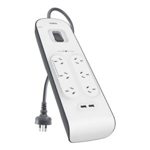 Belkin 2.4 Amp USB Charging 6-outlet Surge Protection Strip - White/Grey (BSV604au2M)