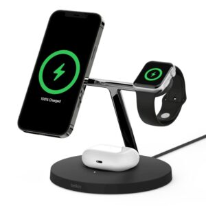 Belkin BOOST CHARGE PRO 3-in-1 Wireless Charger with MagSafe 15W - Black(WIZ009auBK)