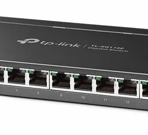 TP-Link TL-SG116E 16-Port Gigabit Unmanaged Pro Switch Desktop/Wall Mounting L2 Features 32xVLAN 32Gbps Capacity 23.81Mpps 8K MAC 4.1Mb Buffer Fanless – TP-LINK NWTL-SG116E Network Switches Product Image