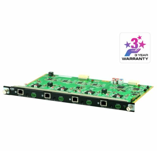 The VM7514 4-Port HDBaseT Input Board offers an easy way route 4 HDBaseT transmitters to 4 HDBaseT receivers