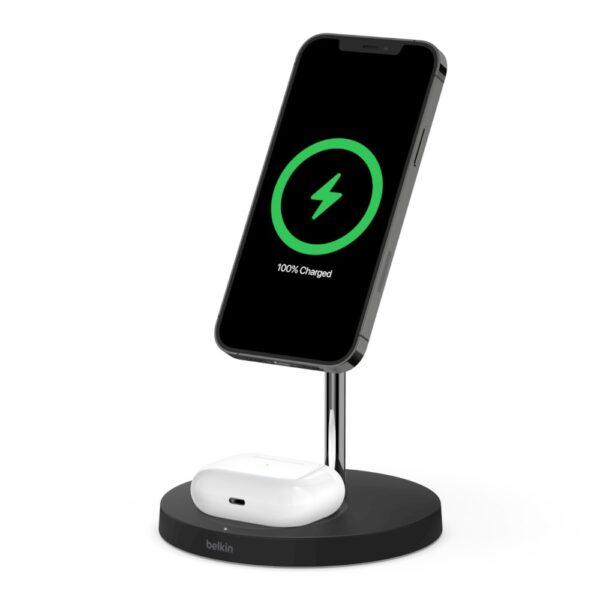 Belkin BoostCharge Pro 2-in-1 Wireless Charger Stand with MagSafe 15W - Black(WIZ010auBK)