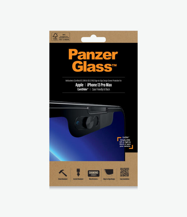 PanzerGlass Apple iPhone 13 Pro Max CamSlider Screen Protector Edge-to-Edge - Black (2749)