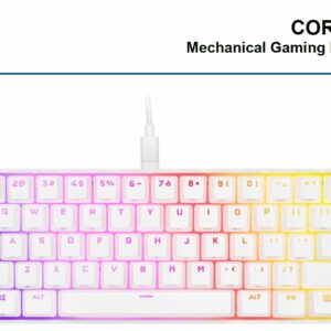 The CORSAIR K65 RGB MINI 60% Mechanical Gaming Keyboard combines top-level performance with portability. PBT double-shot keycaps deliver exceptional durability with a premium look and feel. With 8