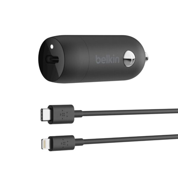 Belkin BoostUp 20W USB-C PD Car Charger + Lightning to USB-C Cable (1.2M) - Black (CCA003bt04BK)