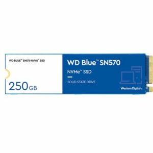 Western Digital WD Blue SN570 250GB NVMe SSD 3300MB/s 1200MB/s R/W 150TBW 190K/210K IOPS M.2 Gen3x4 1.5M hrs MTBF 5yrs wty