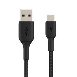 Belkin BOOST CHARGE Braided USB-C to USB-A Cable (2m/6.6ft) - Black(CAB002BT2MBK)