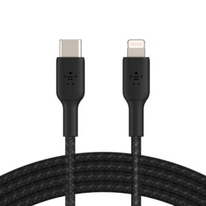 Belkin BoostCharge Braided Lightning to USB-C Cable (2m/6.6ft) - Black (CAA004bt2MBK)