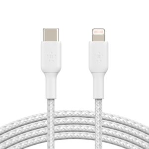 Belkin BOOST CHARGE Braided Lightning to USB-C Cable (2m/6.6ft) - White(CAA004bt2MWH)