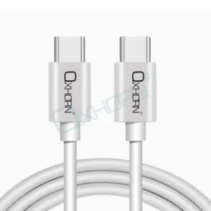 OxhornUSB Type C to Type C Charging Cabole 1M 5A (100W) 480 Mbps E-Marker IC Chip White – Just You PC NAO-CB-U31-C100 USB-C To USB-C Product Image