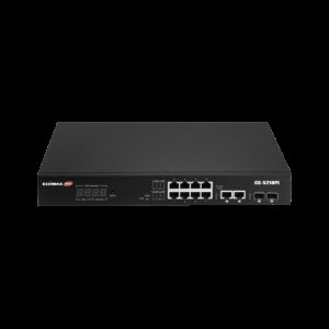 Edimax GS-5210PL Surveillance VLAN 12-Port Gigabit PoE+ Long Range Web Smart Switch with 2 Gigabit RJ45 Ports and 2 SFP Ports
