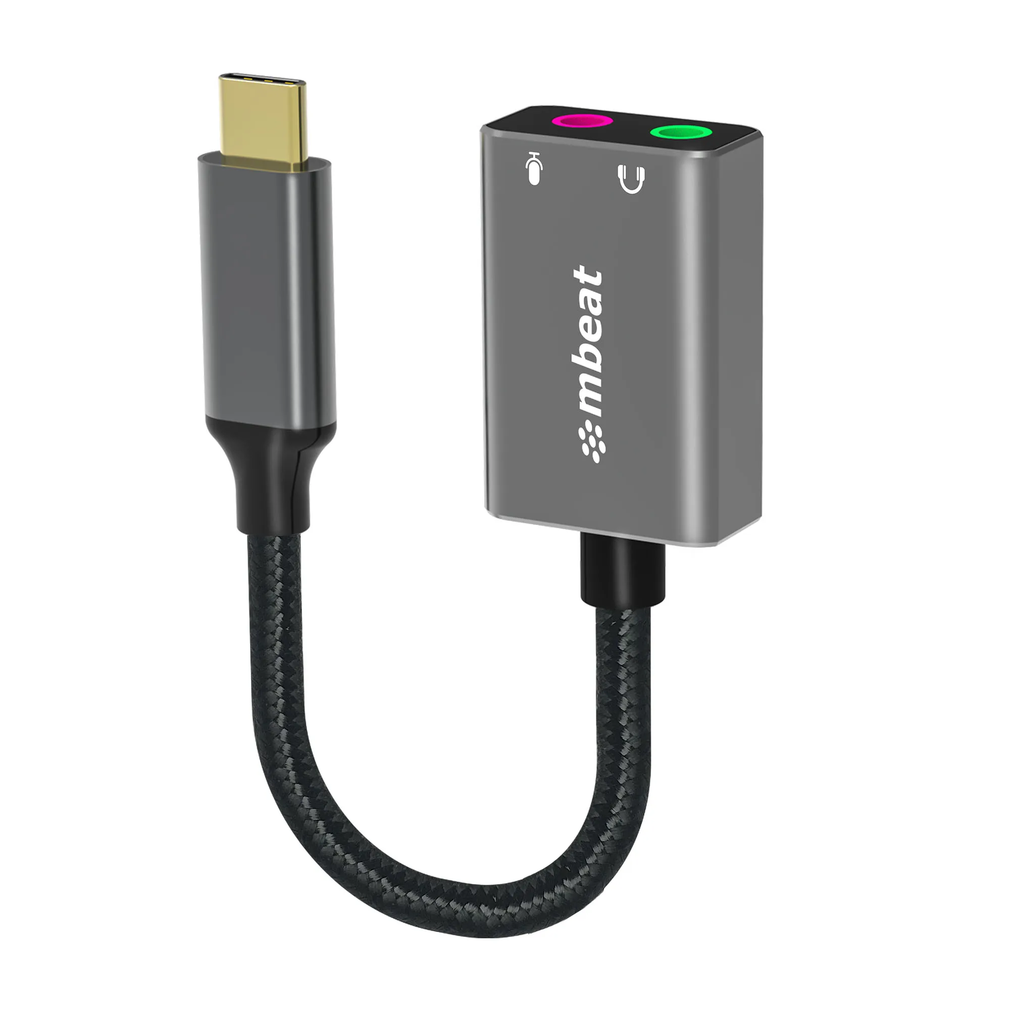 mbeat® Elite USB-C to 3.5mm Audio and Microphone Adapter - Adds Headphone Audio and Microphone Jack to USB-C Computer