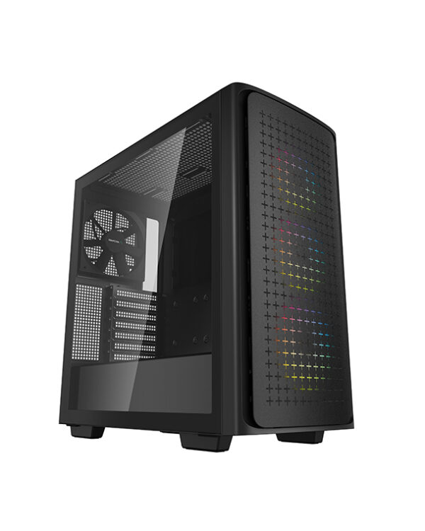 DeepCool CK560 Mid-Tower Case offers a streamlined PC building experience with great compatibility and high-airflow performance thanks to four powerful pre-installed fans and ample ventilation throughout the chassis.