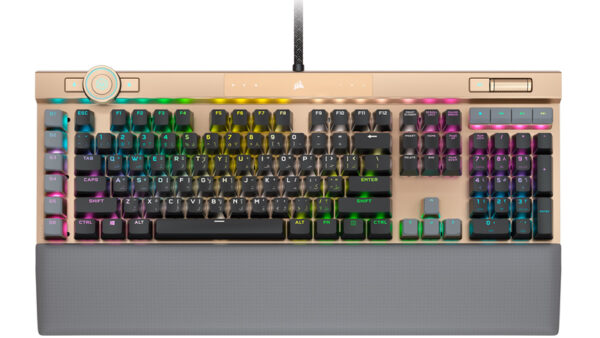 The incomparable CORSAIR K100 RGB Optical-Mechanical Gaming Keyboard combines stunning aluminum design with per-key RGB lighting and a 44-zone LightEdge. Powerful CORSAIR AXON Hyper-Processing Technology enables unparalleled capabilities such as 4