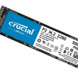 Crucial P2 500GB M.2 (2280) NVMe PCIe SSD - 3D NAND 2300/940 MB/s 300TBW 1.5mil hrs MTTF SMART  TRIM Acronis True Image Cloning Software 5yrs wty