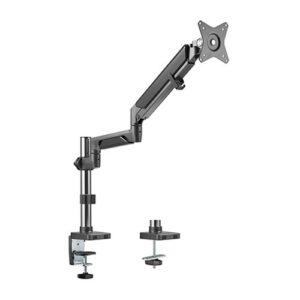 The LDT37-C012P Epic Gas Spring Monitor Arm moves the user into a new era of viewing comfort and positioning ease. The “Apple-like” aluminum finish pleases the eye while adding a soft yet modern touch to most any décor. The LDT37-C012P has ability to move monitors with little to no effort and the quality-tested internal gas spring mechanism firmly holds the monitor in place once in position. The LDT37-C012P Epic monitor arm is the perfect choice for users looking for solid performance and design.