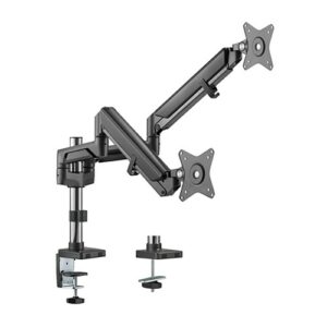 Brateck Dual Monitors Pole-Mounted Gas Spring Aluminum Monitor Arm Fit Most 17"-32" Monitors
