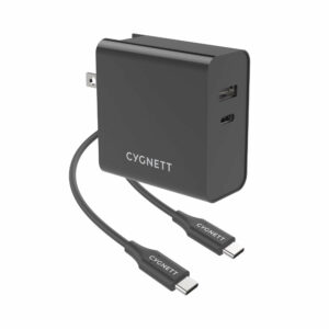 Cygnett PowerPlus 60W Dual Wall Charger (USB-A  USB-C)+ USB-C to USB-C Cable (1.5M)+ Travel Adapters - Black (CY3089POPLU)