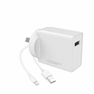 Cygnett PowerPlus 12W Wall Charger + Lightning to USB-A Cable (1.5M) - White (CY3084POPLU)